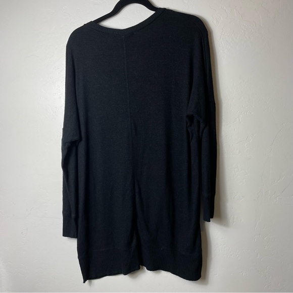 Lulus Womens V Neck Sweatshirt Oversized Tunic Black Size Small - Picture 3 of 4